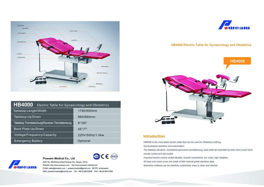 Electric and Hydraulic Auto Functional Gynecological Obstetric Table Delivery Bed