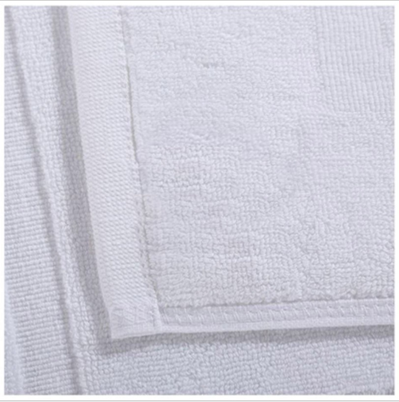 100% Cotton White Hotel Floor Towel Non-Slip Hotel Bath Mat