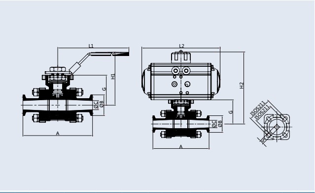 DIN Sanitary Stainless Steel 3PCS Clamped Ball Valve