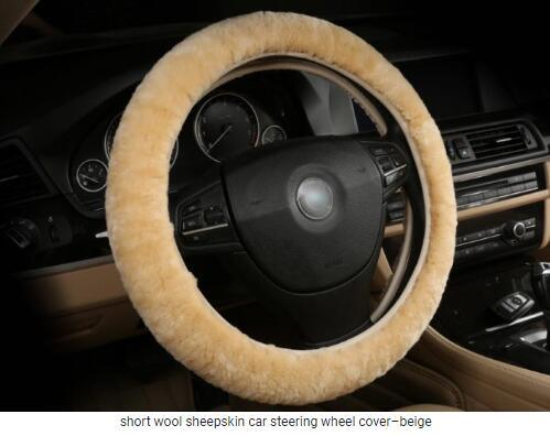 Genuine Australian Sheepskin Car Steering Cover in Short Wool for Men