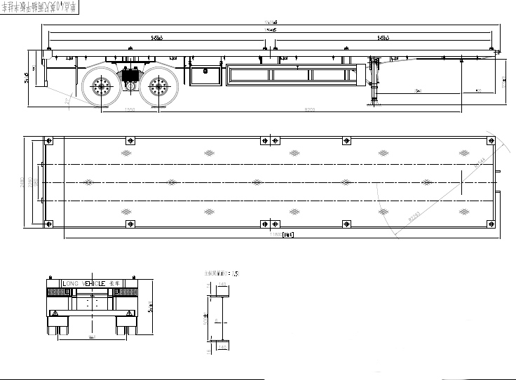 3 Axles Flatbed Container Carrier Semi Trailr for Sale