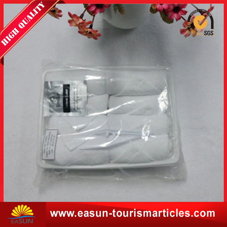 Disposable White Tray Cotton Face Towel for Airline