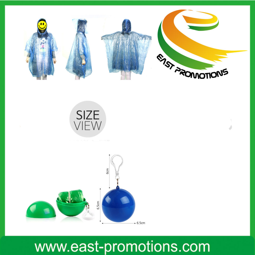 PE Plastic Disposable Poncho in Ball for Advertisement Promotion