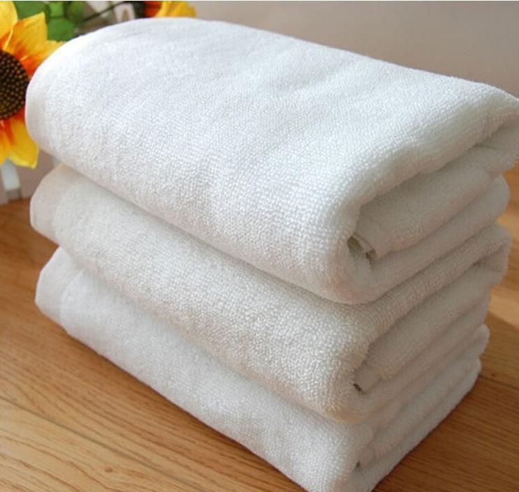 White Hotel Bath Towel, Factory Supply Plain Solid 100% Cotton