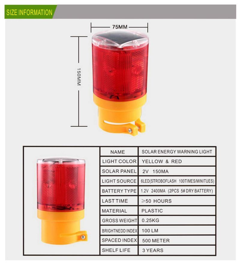 Tower Crane Solar Energy Alarm Lamp, LED Warning Light