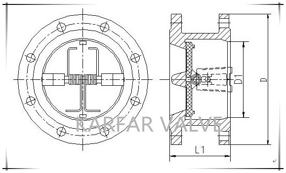 Flange End Dual Plate Non Slam Butterfly Swing Check Valve