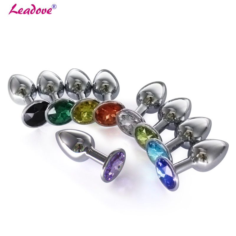 Small Size Metal Anal Plug 12 Colors Silver Jeweled Butt Plug 