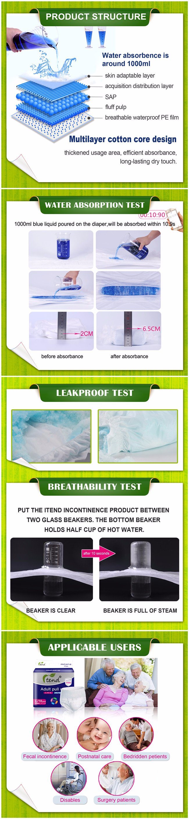 Disposable Incontinence Products of Adult Diaper