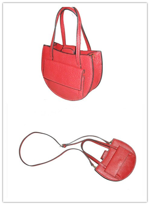 Funny Small Red Fashion Lady Cowhide Leather Handbag