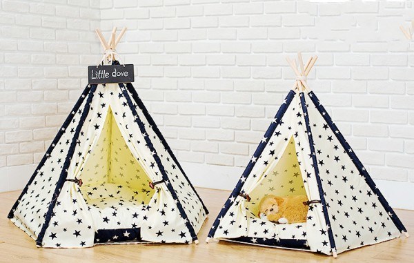 Foldable Indoor Wooden House for Pet Dog Cat Indian Tent