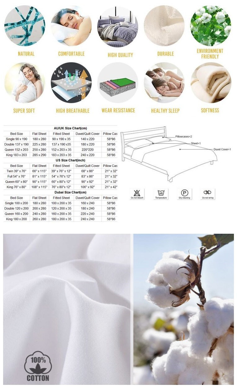 White 100% Cotton Luxury Soft Hotel Bedding Set