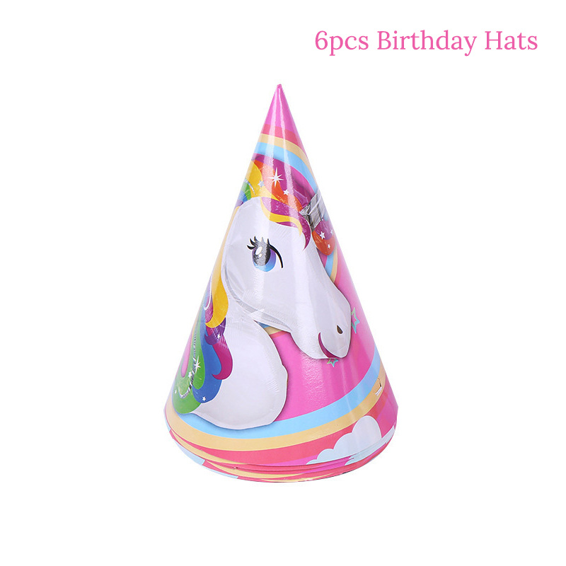 6PC /Set Happy Birthday Hat Unicorn Party Paper Hat Pink/Blue Girl Boy Birthday Party Decoration Kids Event & Party Supplies