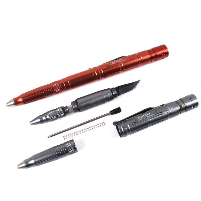 4 in 1 Laix Self Defense Tactical Pen EDC Tool Tungsten Steel Glass Breaker / Knife Blade LED Flashlight Hammer Pen
