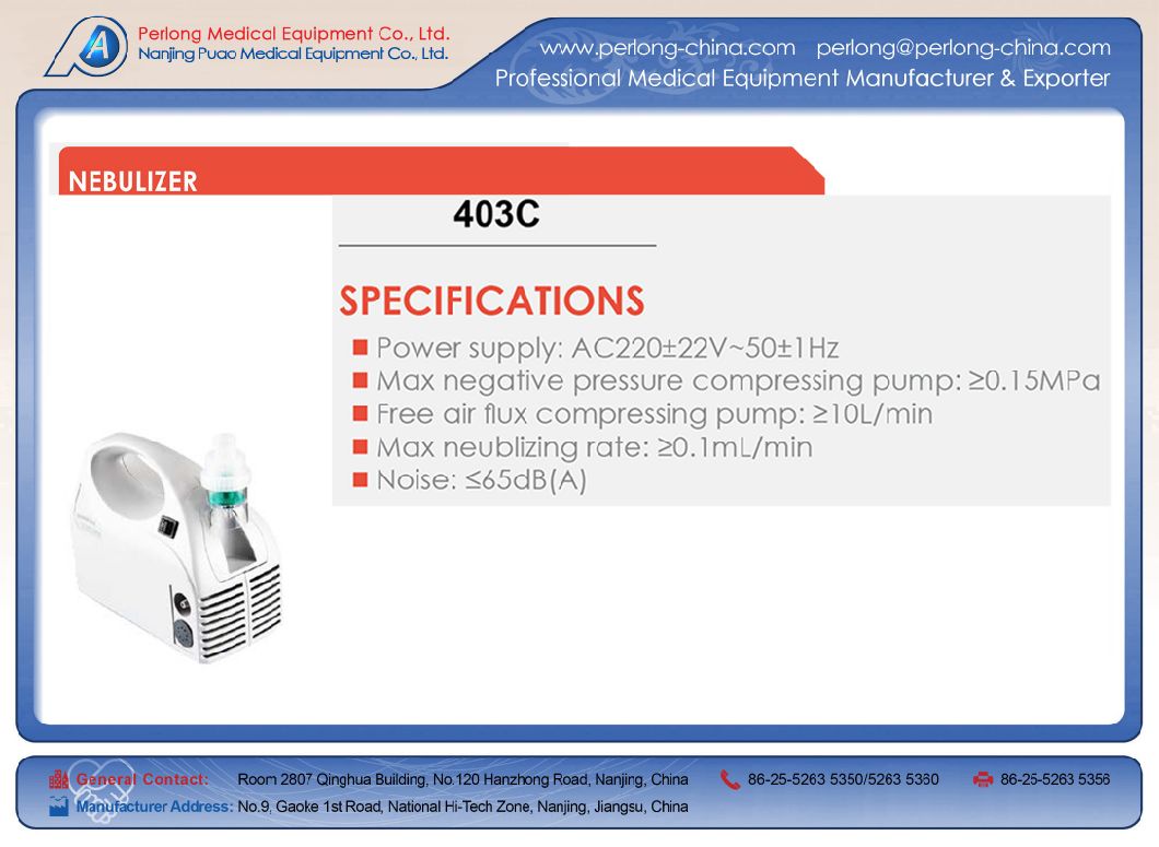 Medical Equipment Air Compressing Nebulizer 403c Family Use
