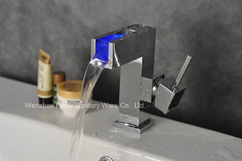 3 Color LED Water Brass Basin Mixer Faucet (QH015F)