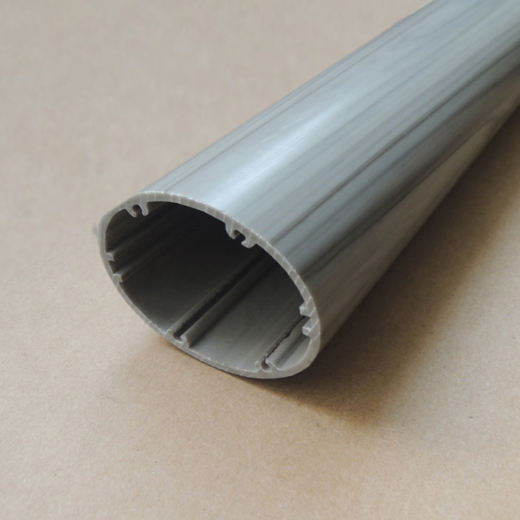 Plastic Extruded Grey Wood Grain PVC Round Tube