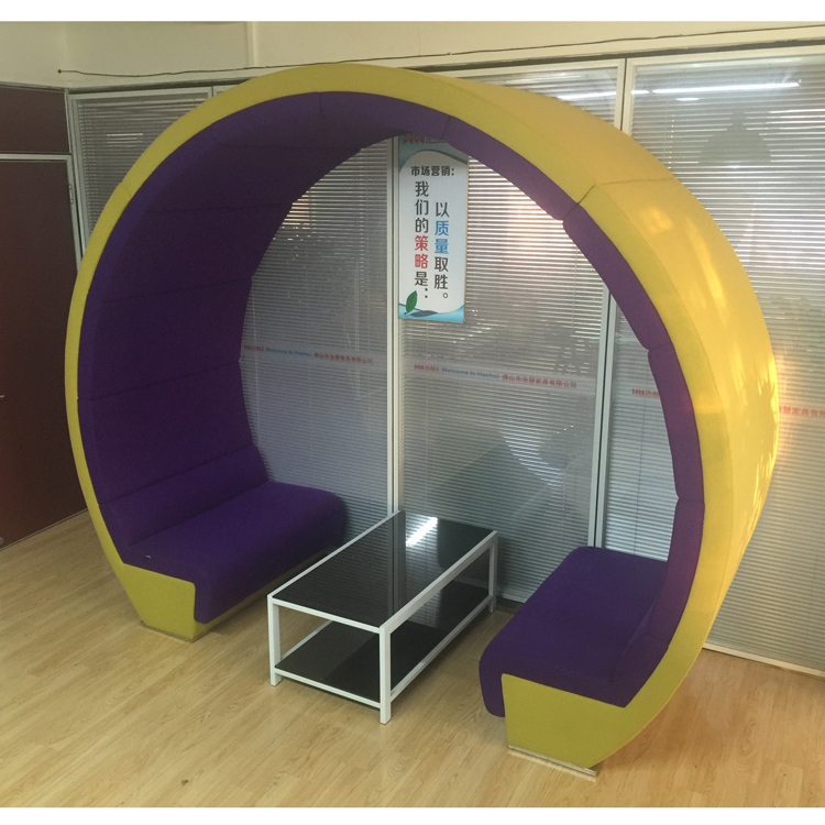 Fabric Type Moon Sofa/Office Meeting Booth with Round Shape Top