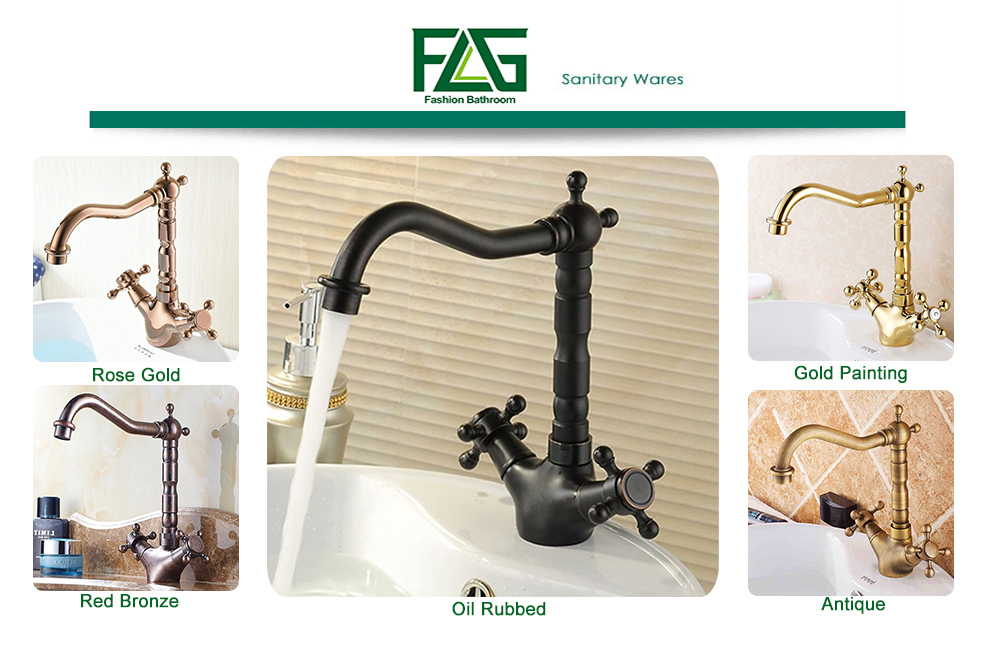 FLG Black Oil Rubbed Bronze Basin Tap with Double Handles