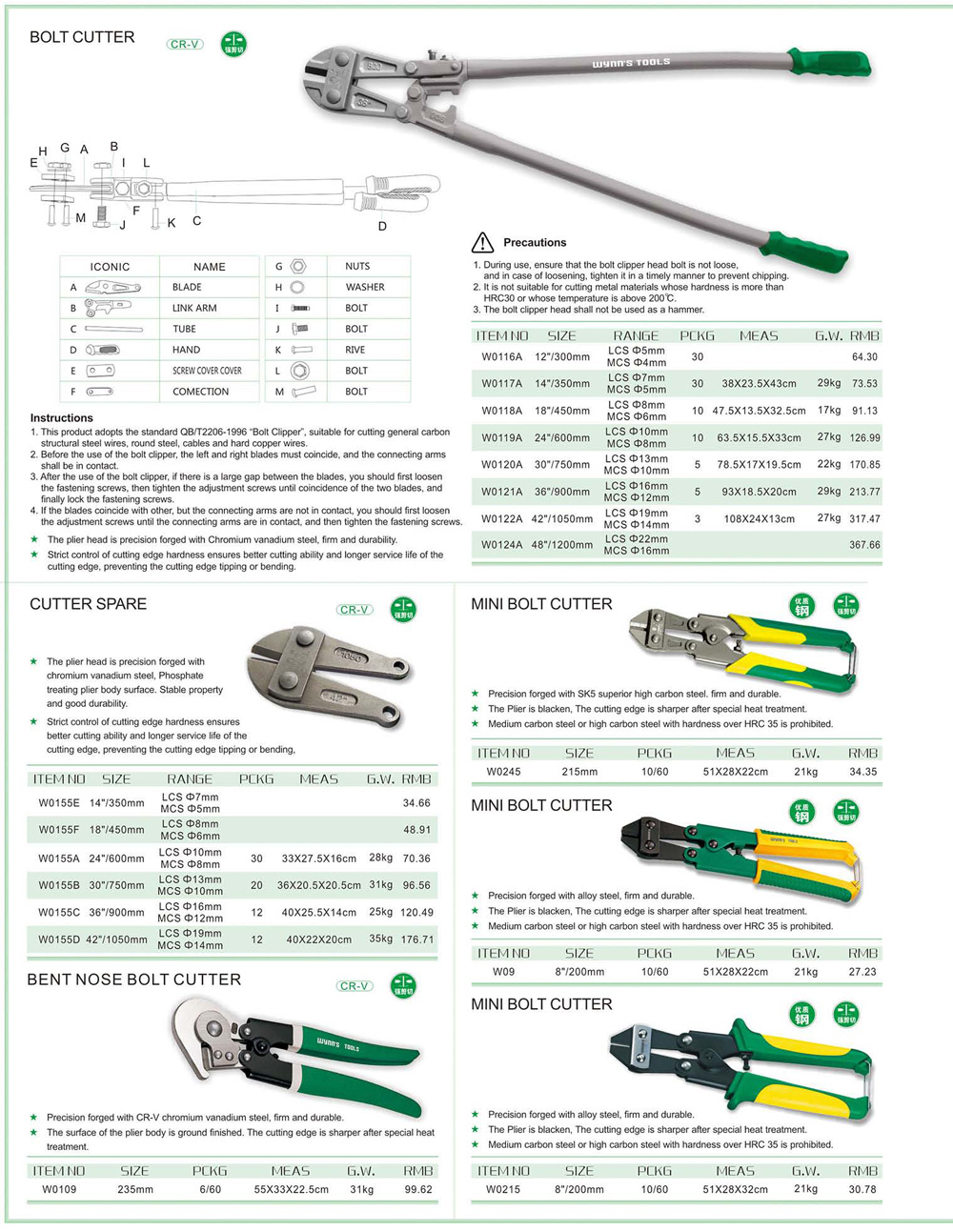 Cutting Cable Heavy Duty T8 Bolt Cutter Jaws and Tubular Handled Bolt Cutters