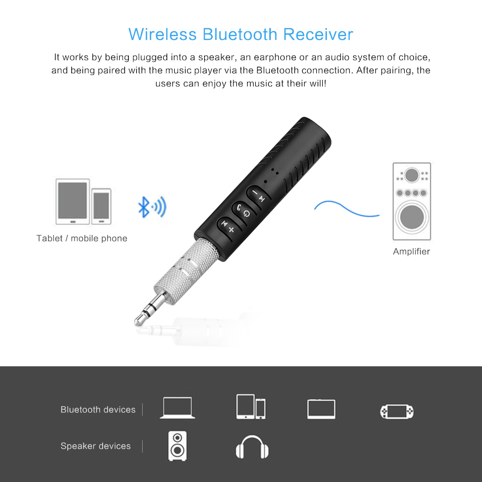 Universal 3.5mm Jack Bluetooth Car Kit Hands Free Music Audio Receiver Adapter Auto Aux Kit for Speaker Headphone Car Stereo