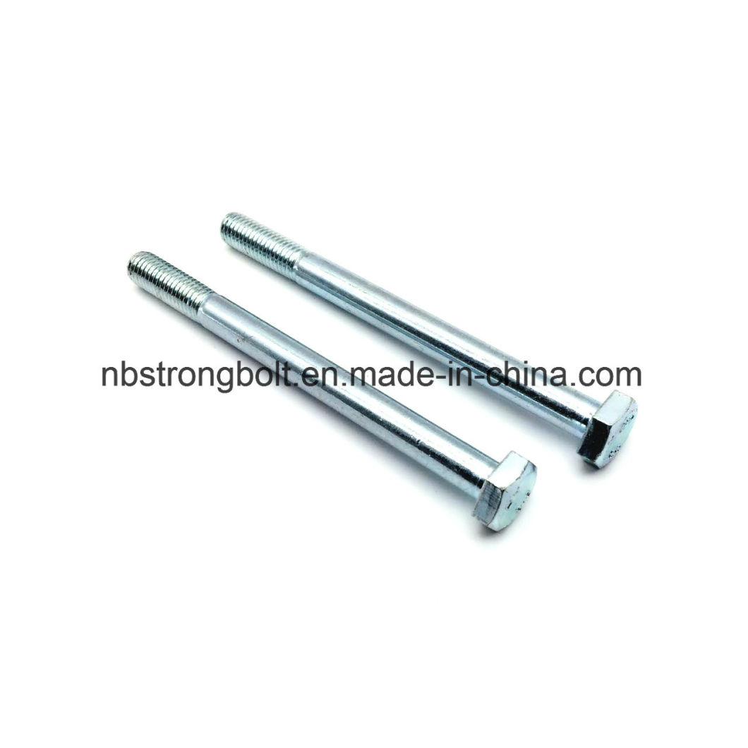 DIN931 Hex Bolt, Hex Cap Screw Cl. 8.8 with White Zinc Plated Cr3+ M27-2.50X260