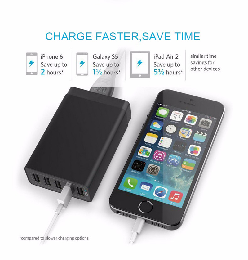 Muti-Function Travel Quick Charger with 5-Port USB