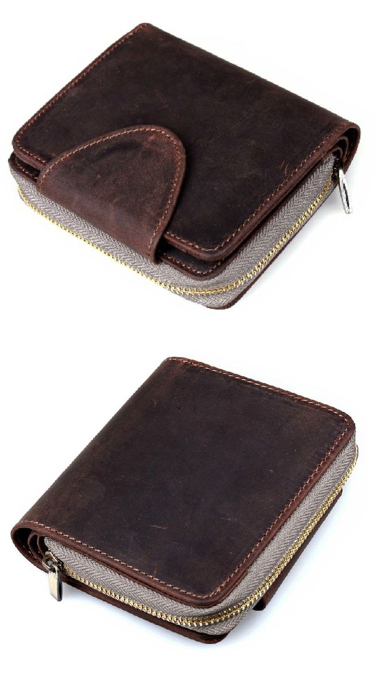 Hot Selling Factory Price Retro Style Brown Leather Coin Holder Leather Wallet