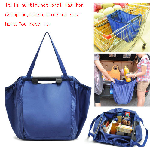 Reusable 420d Oxford Nylon Foldable Shopping Cart Bag for Suppermarket Trolly