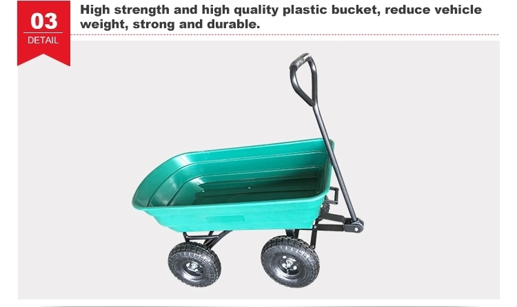 Four Wheels Dump Plastic Ttray Garden Tools Cart Tc2145