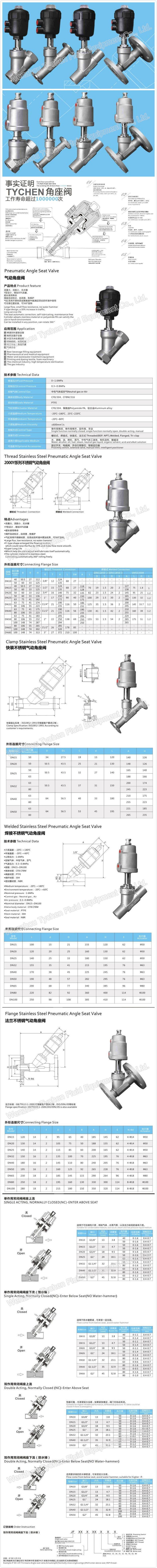 SS304 Pneumatic Actuator Angle Seat Valve