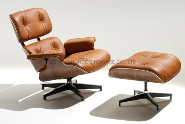 Eames Lounge Half Leather Leisure Chair with Ottoman