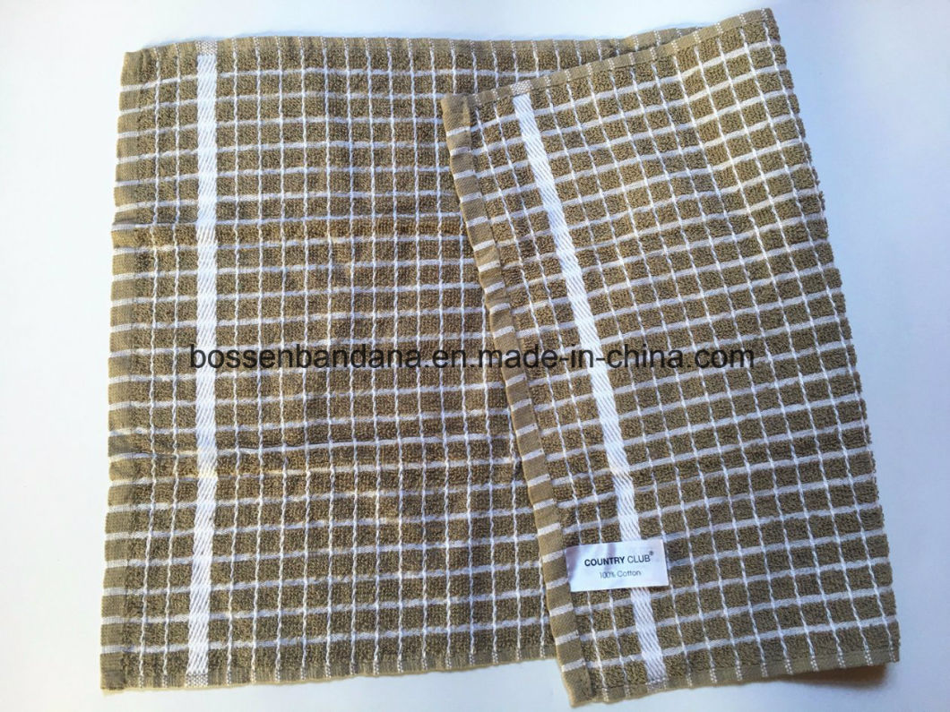 OEM Produce Custom Jacquard Cotton Terry Checks Tea Towel Kitchen Towel Textiles