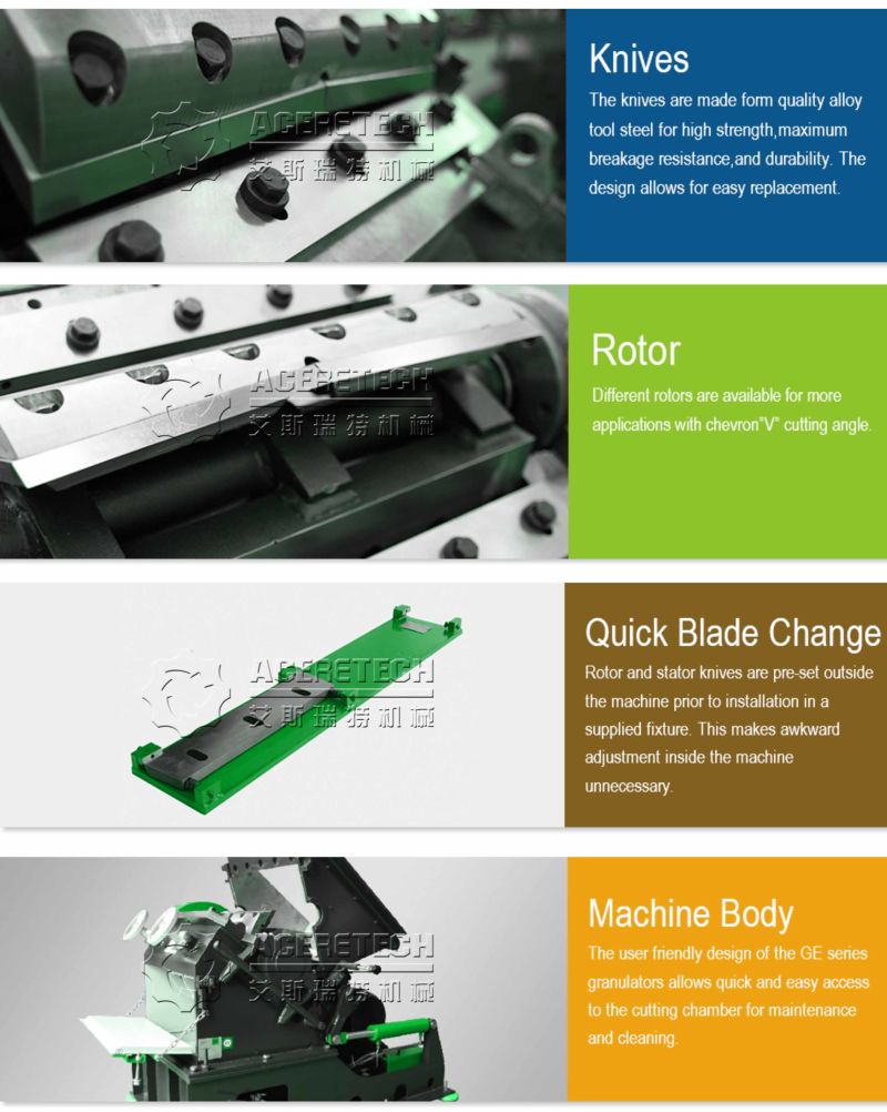 Waste Plastic Shredder Crusher Granulator Machine for PE/PP/PA/PVC/EPE/ABS/PS/Pet/PC/Nylon/Rubber