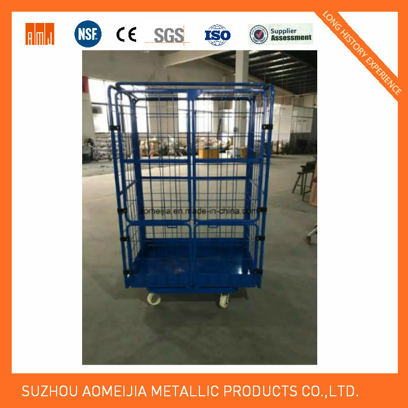 Popular Folding Metal Mesh Roll Container Logistic Roll Cage