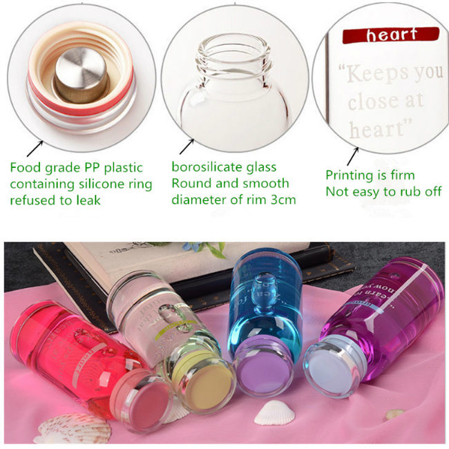 High Quality 500ml/350ml Glass Water Bottle with Food Grade