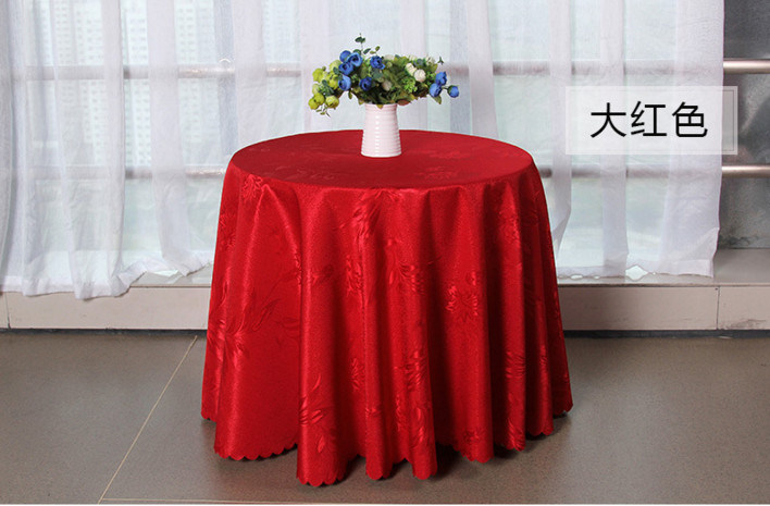 White Linen Jacquard Polyester Round Tablecloth