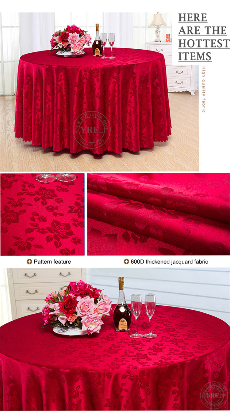 Cheap Hot Sale Round Wedding Hotel Plaid Table Cloth