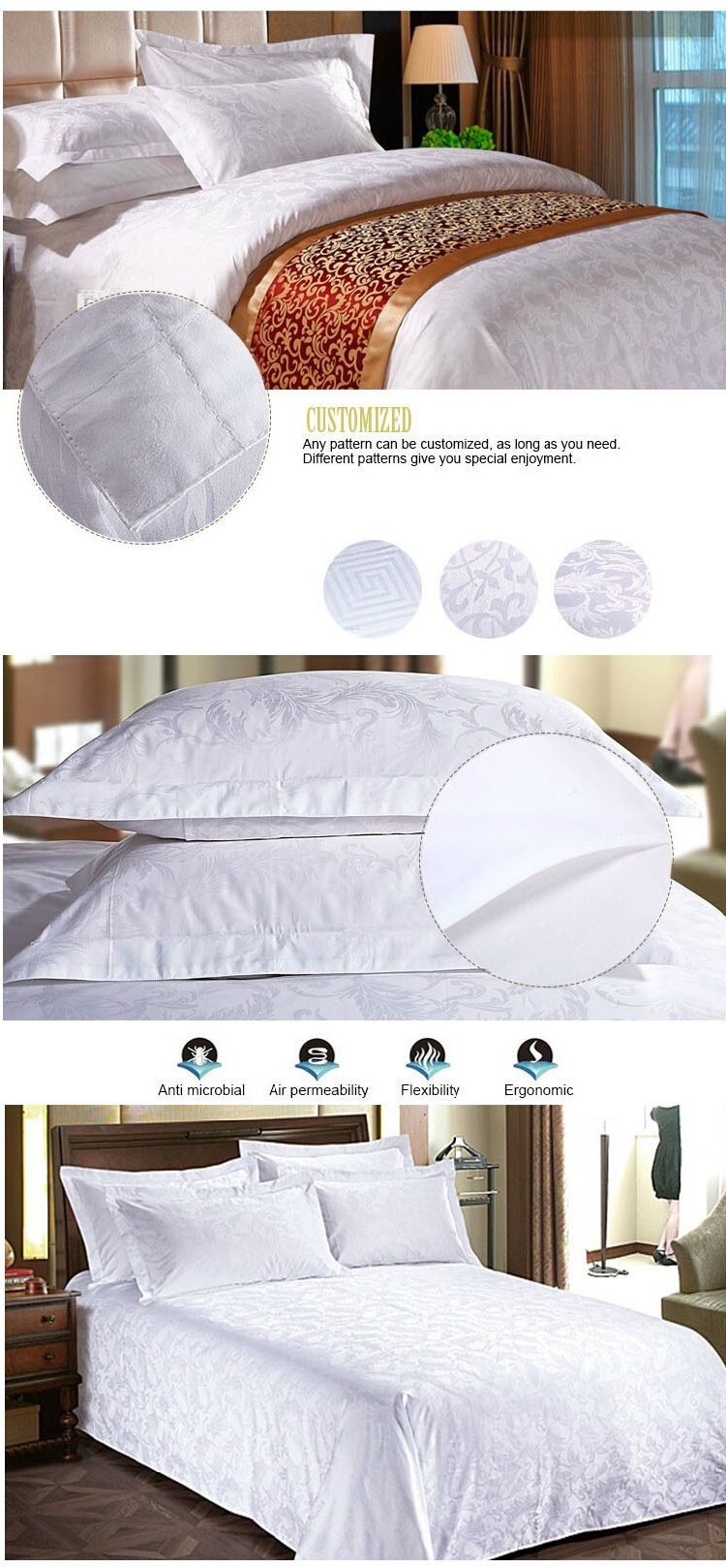 High Quality Cotton Jacquard Satin Hotel Bedding Set