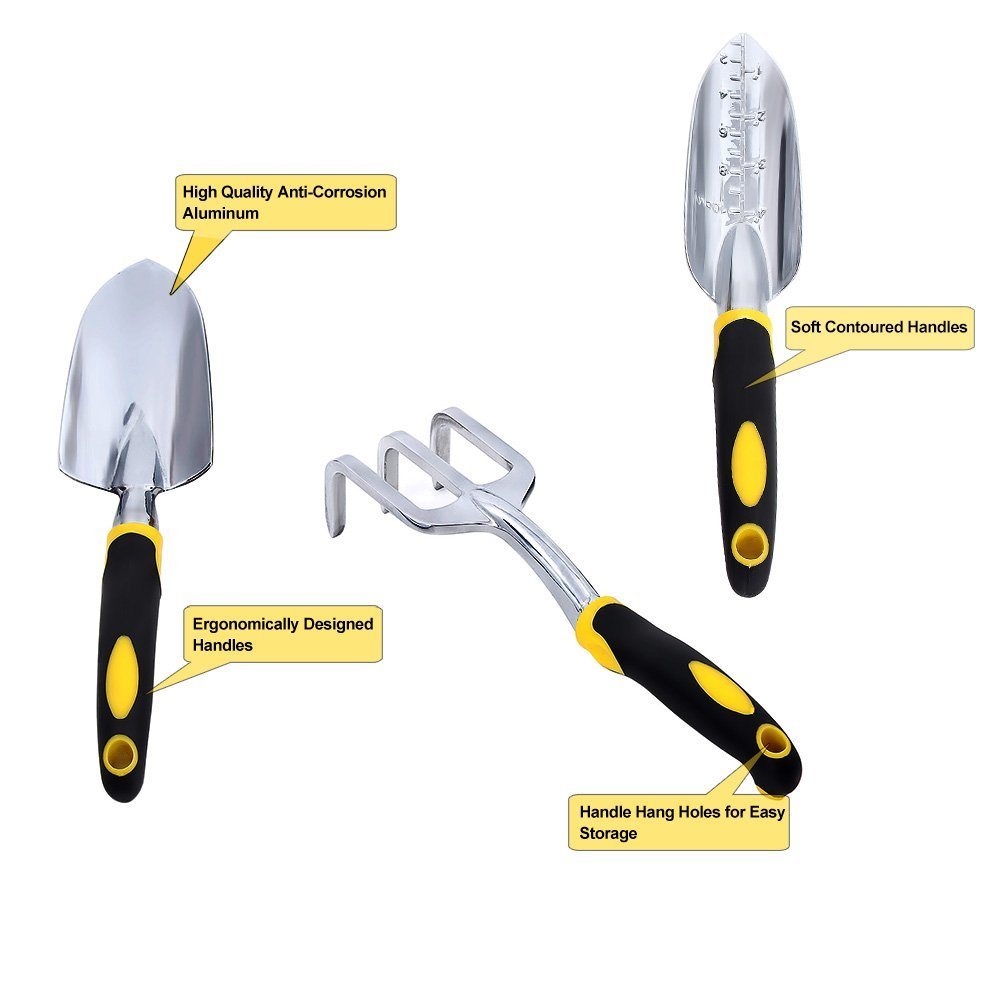 Garden Tool Set 5-Piece Garden Tool Kit with Heavy Duty Cast-Aluminum Heads Ergonomic Handles Garden Tool Set 5 Piece Garden Kit with Heavy Duty Esg10149