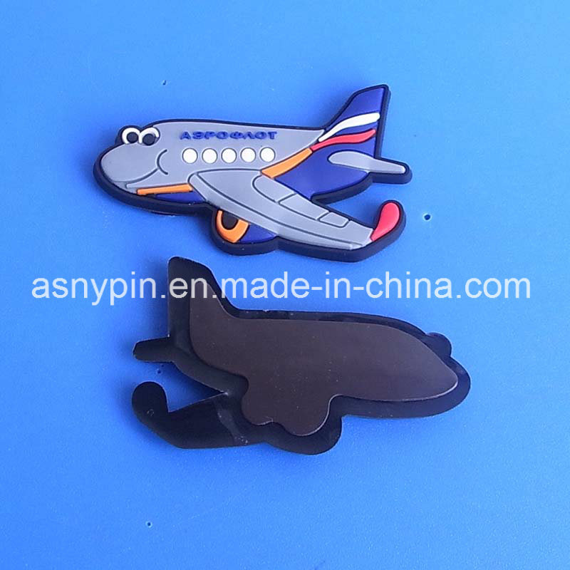 Custom Cute 3D Cartoon Arirplane Shaped PVC Fridge Magnet