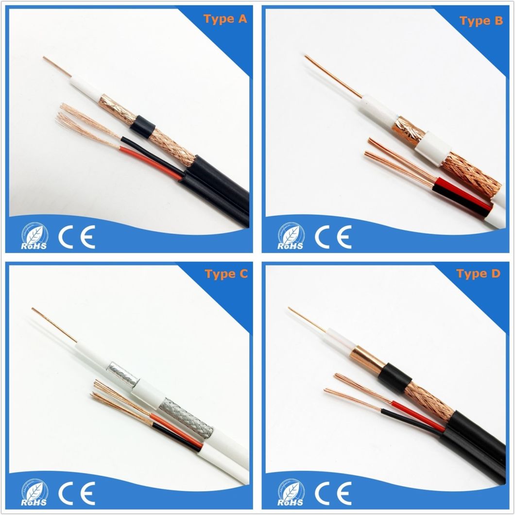 Coaxial Video Communication Cables for CCTV Camera, RCA Audio Video Cable 18AWG Siamese Cable Rg59 2c /Siamese Cable