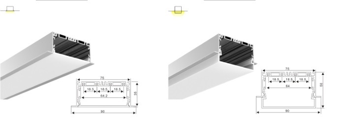 Alp7575-R 95mm*75mm Plaster/Cove High Quality Aluminium Extrusion LED Profile for LED Office Ceiling or Other High-End Lighting Projects