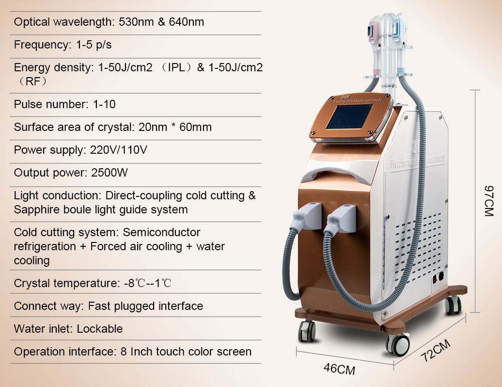 2018 Smart Laser Technology 520nm&640nm Laser+IPL Hair Removal/ Skin Rejuvenationl/Face Lifting Beauty Solon Machine