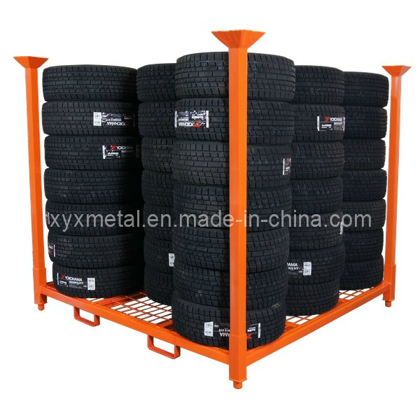 Folding 60X60 Inch Metal PCR Tire Tyre Collapsible Stacking Storage Rack