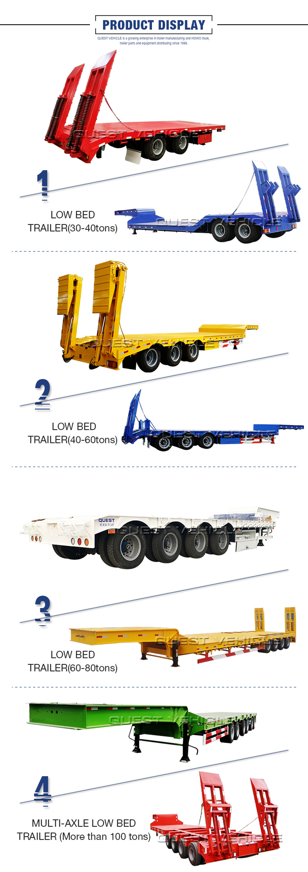 3 Axle 80 Ton Heavy Duty Gooseneck Low Loader/Lowbed/ Lowboy Low Bed Trailer Price Truck Semi Trailers for Excavator Transport