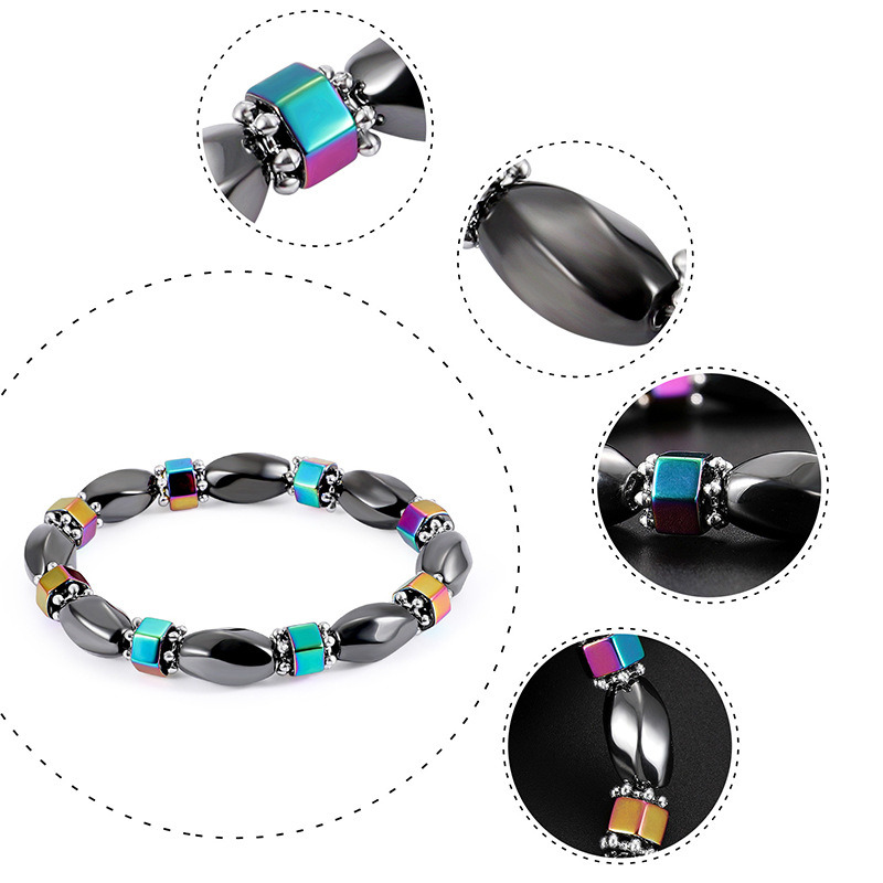Women Colorful Adjustable Magnetic Hematite Bracelet for Healing Fatigue