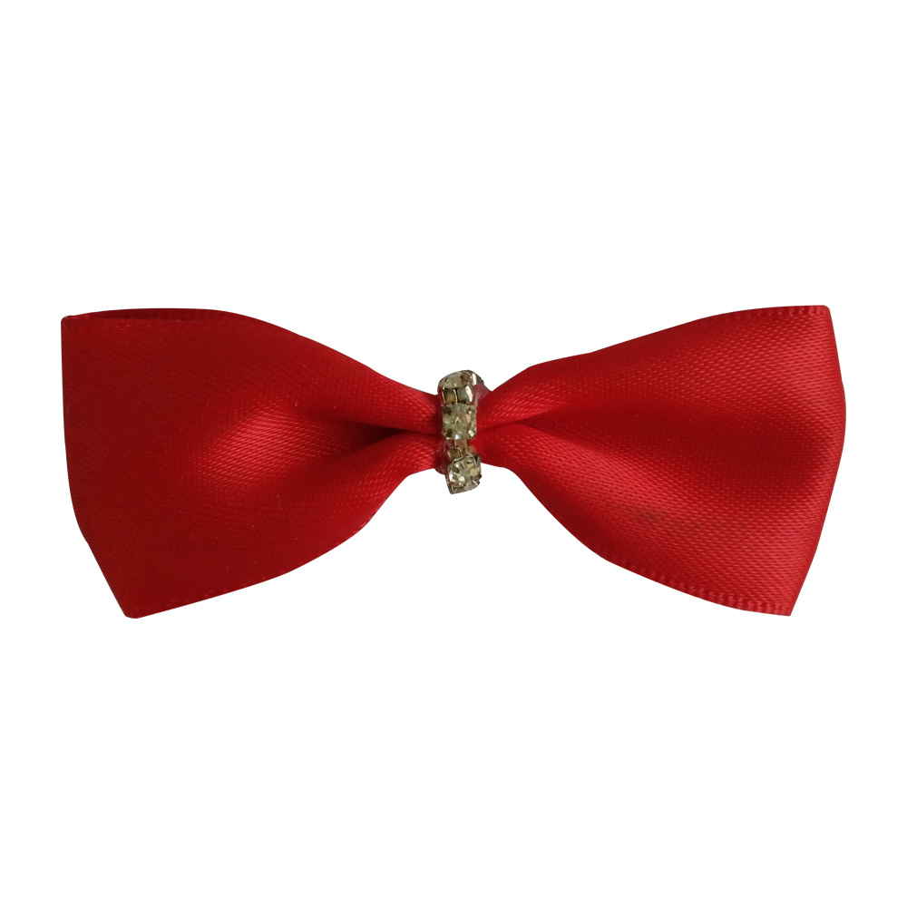 Red Pre-Tied Ribbon Bow with Elastic Loops for Decoration