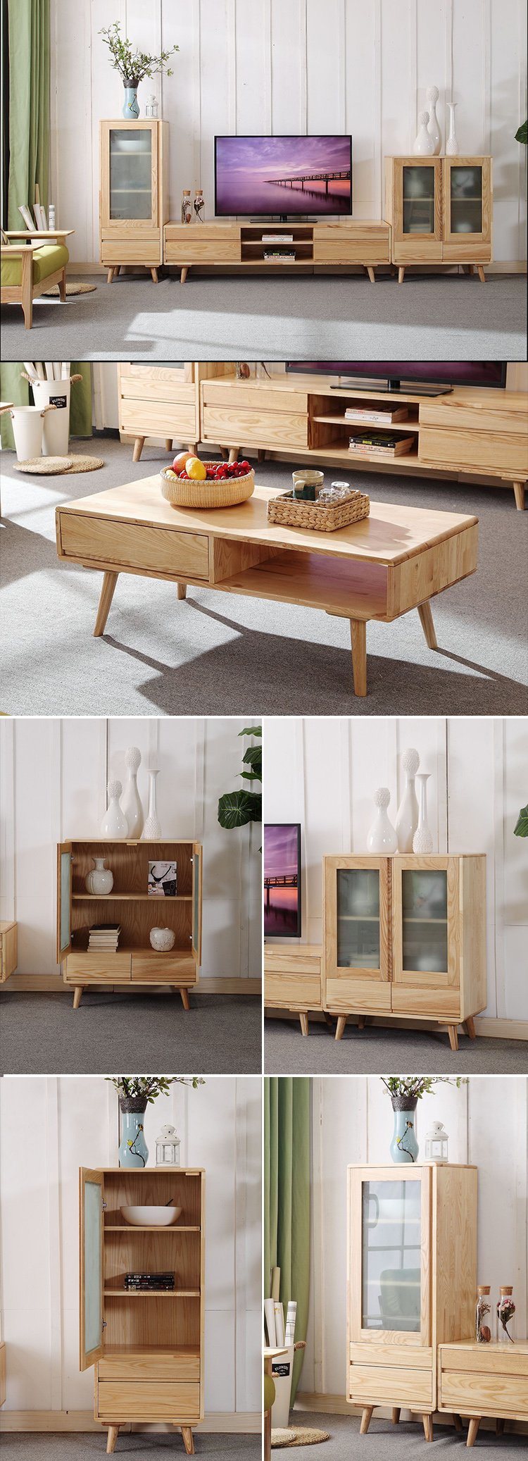 Modern Wood Home Furniture Wooden Chest TV Stand Coffee Table for Living Room