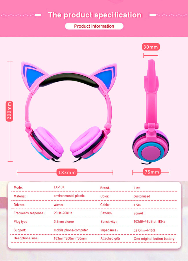 Hot Selling Patented Product Stereo Cute Cat Ear Headphone