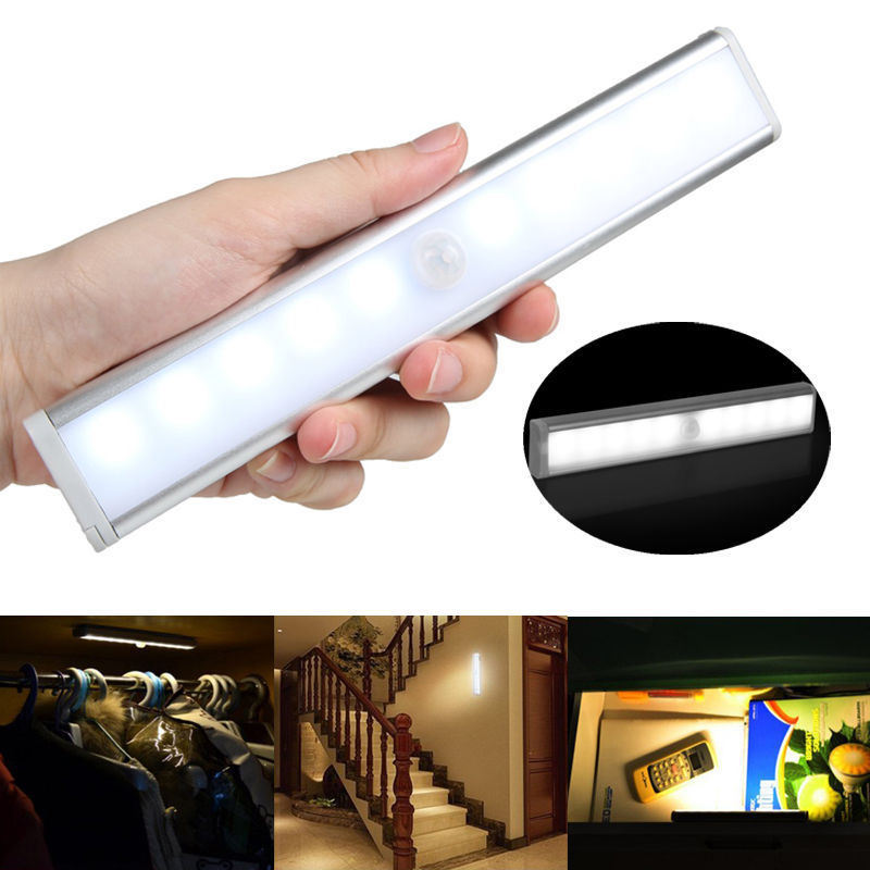 USB Rechargeable 10 LEDs Motion Sensor Cabinet Light